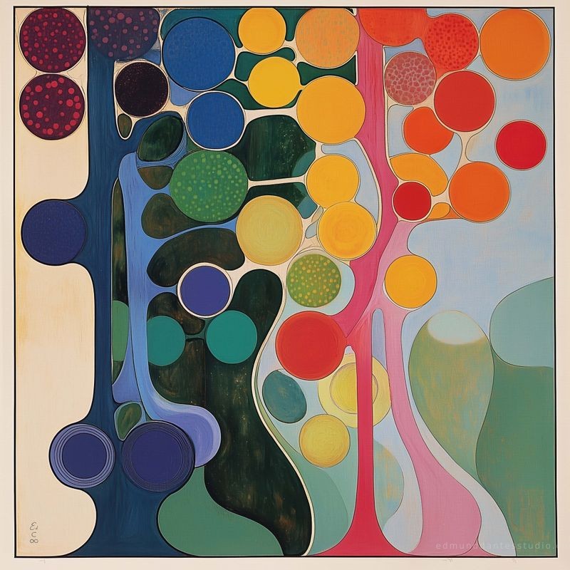 Birth of Edmund #2 - abstract biomorphic art - featuring ultramarine blue and viridian green - evoking buoyant calm by Edmund Dantes Studio