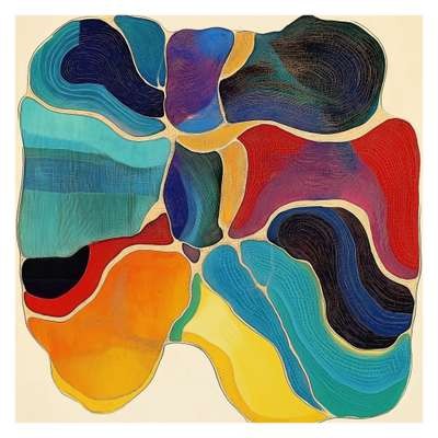 Gyrification - abstract biomorphic art - featuring cerulean blue and turquoise - evoking contemplative by Edmund Dantes Studio