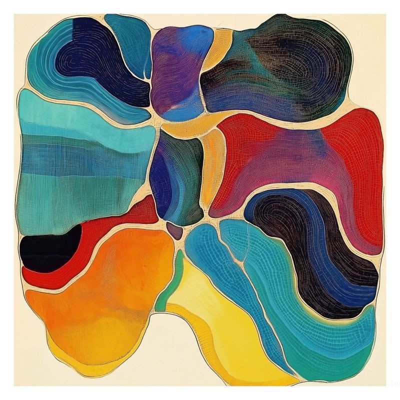 Gyrification — folded compartments of colour, suited to a large living-room wall