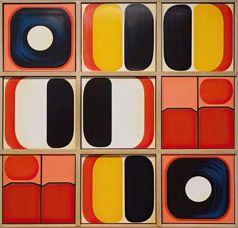 Tactility #2 - geometric abstraction hard-edge art - featuring ivory white and carbon black - evoking measured tension by Edmund Dantes Studio