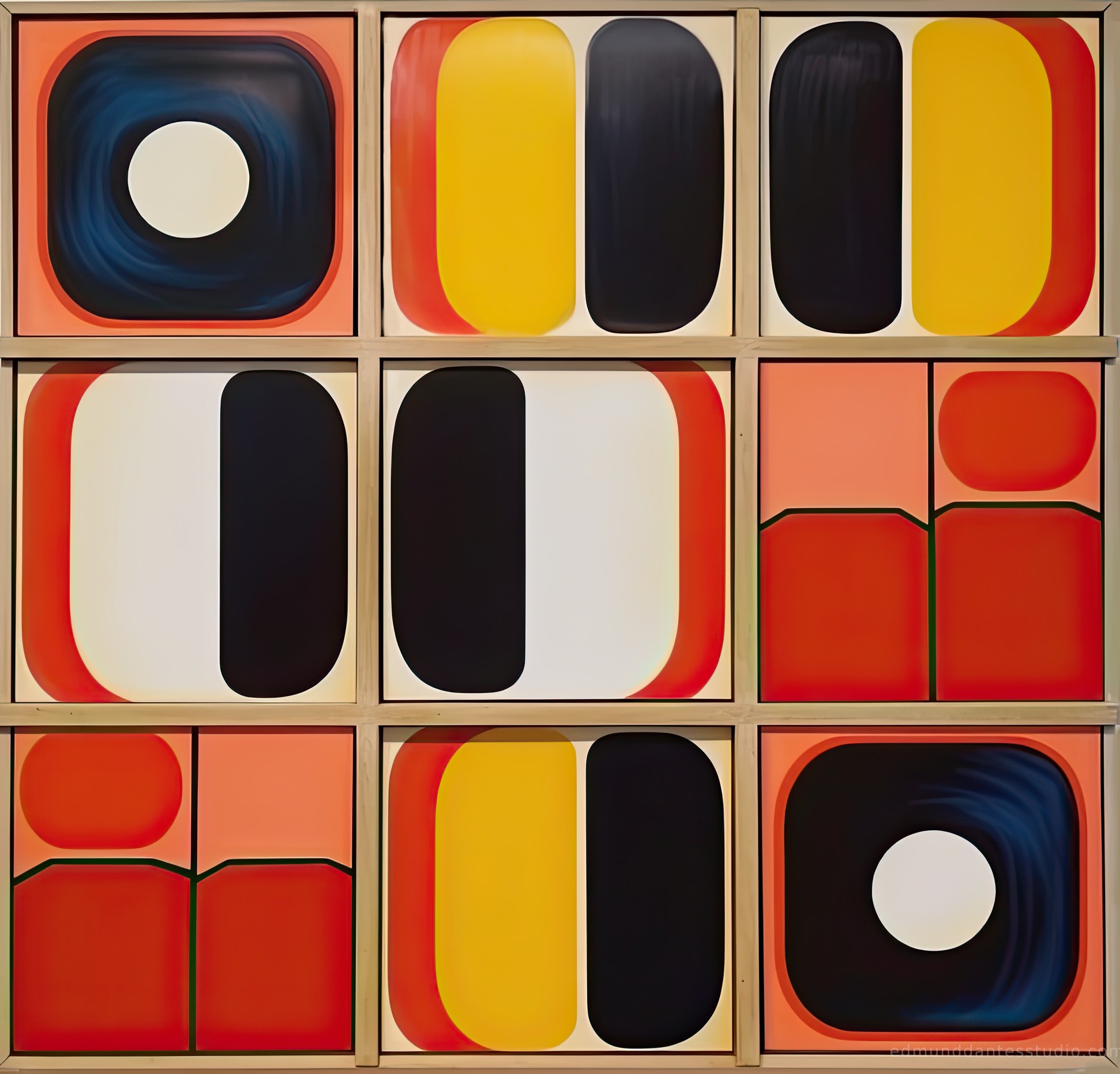 Tactility #2 - geometric abstraction hard-edge art - featuring ivory white and carbon black - evoking measured tension by Edmund Dantes Studio